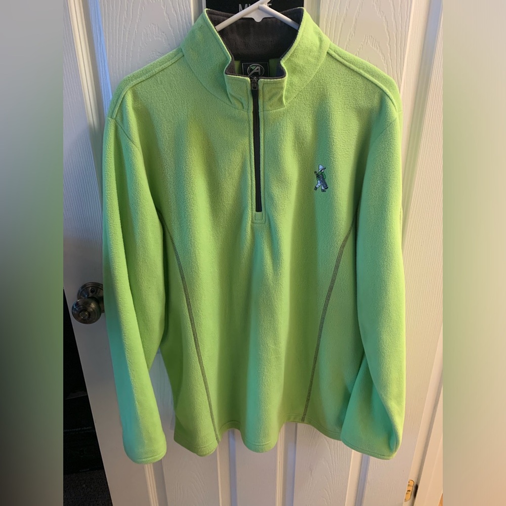 AHead Men's Bright Green quarter Zip-Up Sweater Fleece.  Pinehurst No. 2 Golf